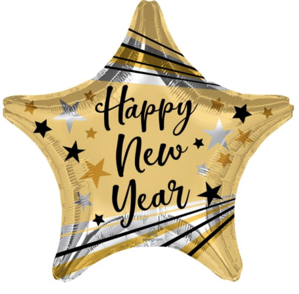 Folienballon - Stern gold, Happy New Year - ø 48cm